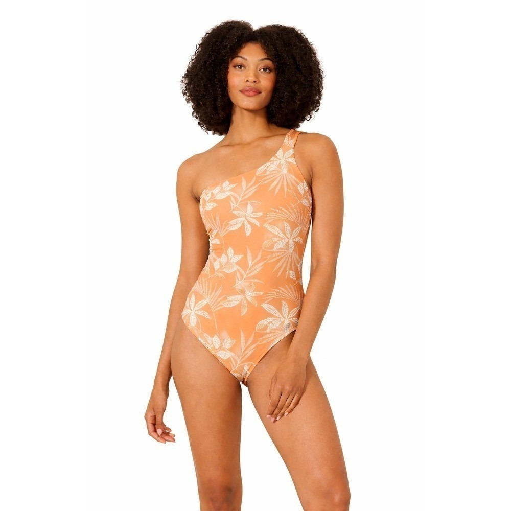 Women's One Shoulder Swimsuit Shade & Shore Brown Size XS New With Tags
